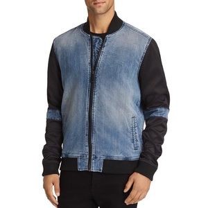 New True Religion Men Denim Black Satin Zip Up Jacket